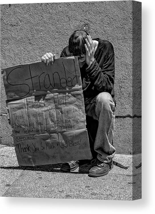 Homeless Midtown East Canvas Print featuring the photograph Homeless Midtown East #1 by Robert Ullmann