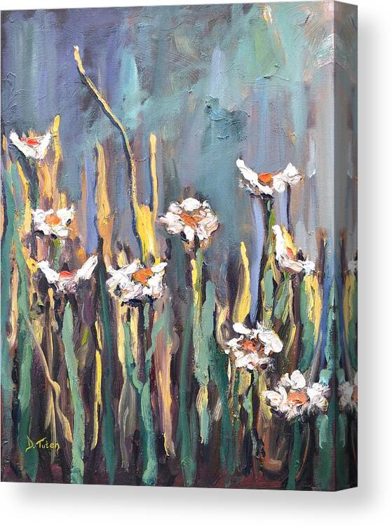 Floral Canvas Print featuring the painting Impasto Daisies by Donna Tuten