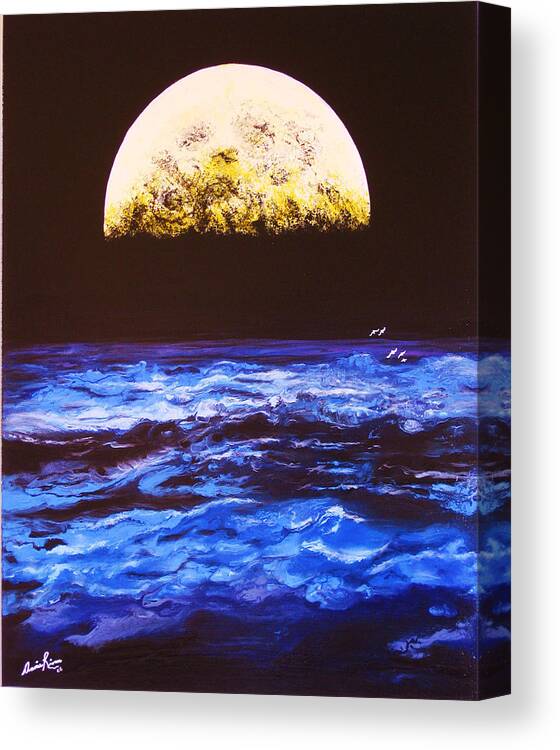 Contemporain Sea Canvas Print featuring the painting Le Voyage by Annie Rioux