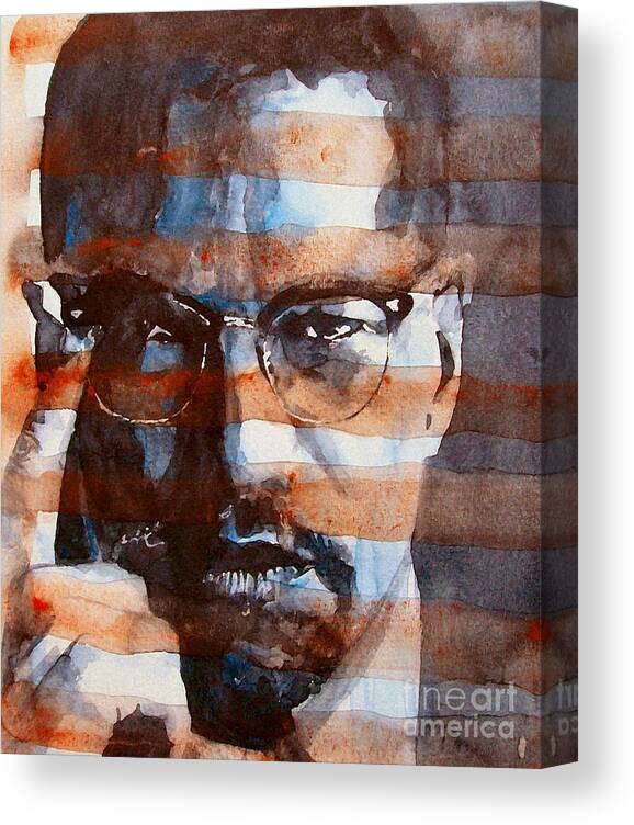 Malcolm X Canvas Print featuring the painting Malcolm X by Paul Lovering