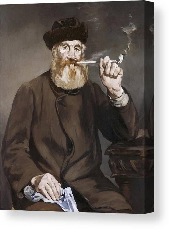 Man Smoking A Pipe By Edouard Manet Canvas Print featuring the painting Man Smoking a Pipe #1 by Edouard Manet