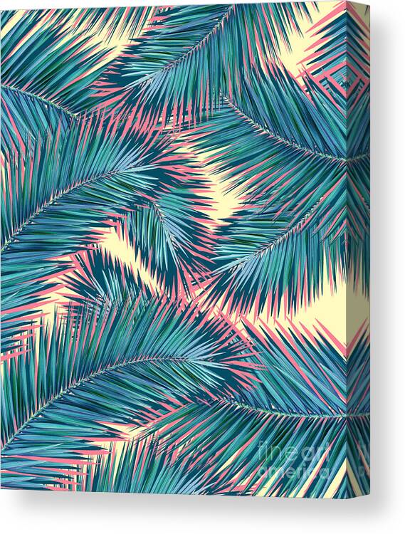 Tropical Leaves. Nature Design Canvas Print featuring the digital art Exotic Summer tropical plant by Mark Ashkenazi