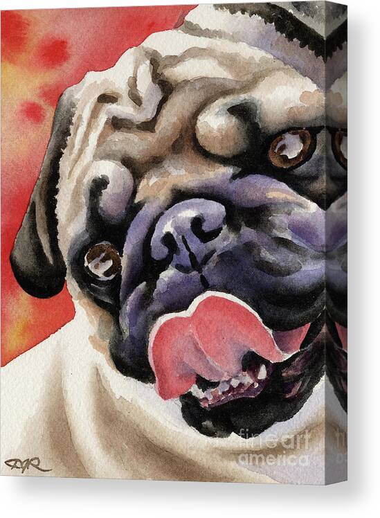 Pug Canvas Print featuring the painting Pug #2 by David Rogers