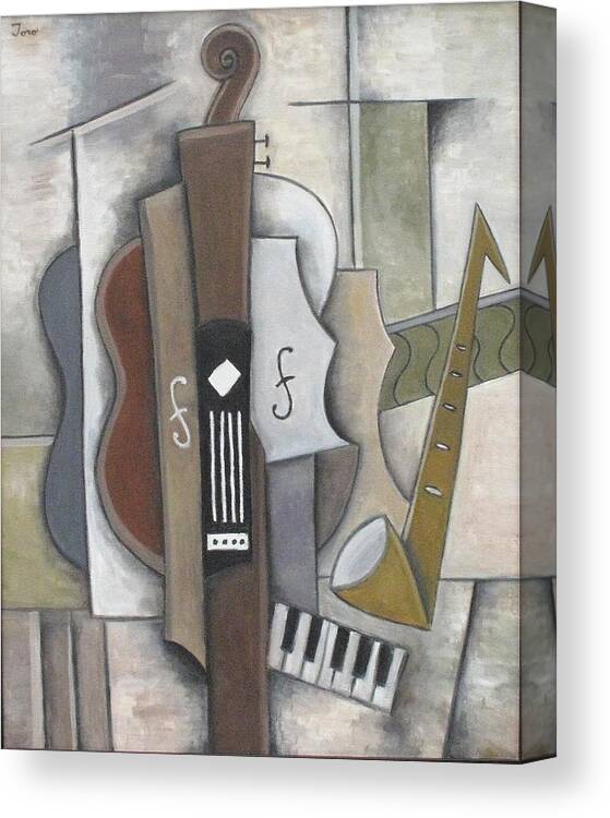 Cubism Canvas Print featuring the painting Quartet #1 by Trish Toro
