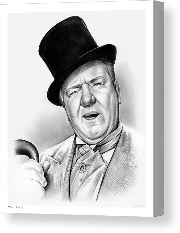 W. C. Fields Canvas Print featuring the drawing WC Fields #1 by Greg Joens