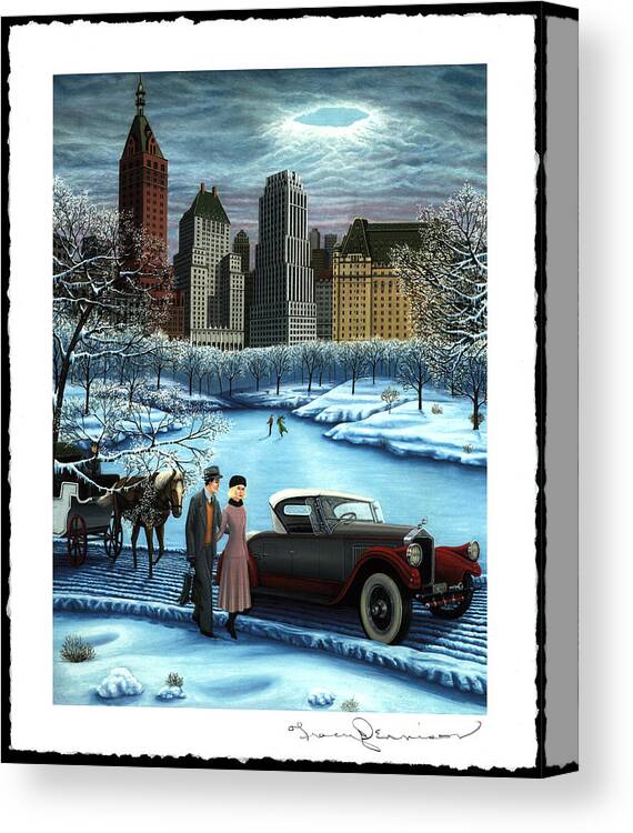 Plaza Hotel Canvas Print featuring the painting Winter Wonderland #1 by Tracy Dennison