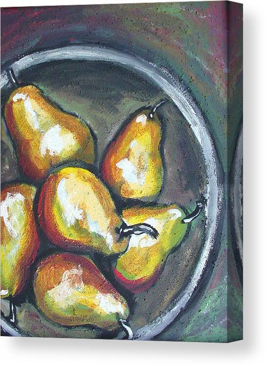 Pears Canvas Print featuring the painting Yellow Pears #1 by Sarah Crumpler
