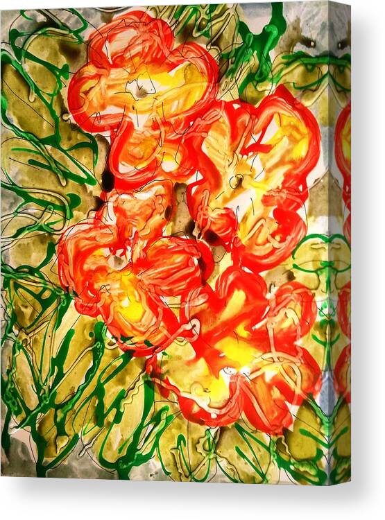 Abstract Canvas Print featuring the painting Divine Flowers #1725 by Baljit Chadha