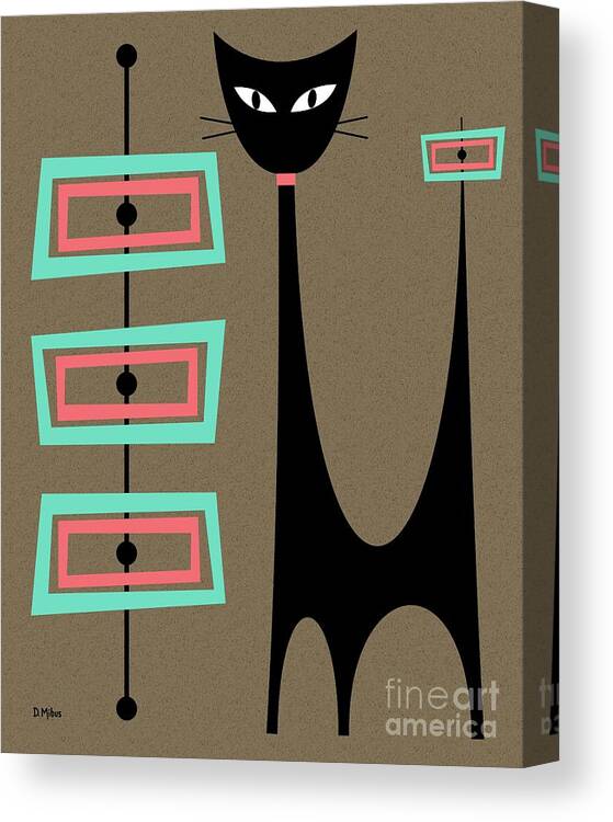  Canvas Print featuring the digital art Atomic Cat Aqua and Pink #2 by Donna Mibus