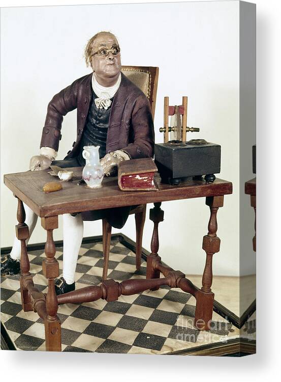 18th Century Canvas Print featuring the photograph Benjamin Franklin (1706-1790) #2 by Granger