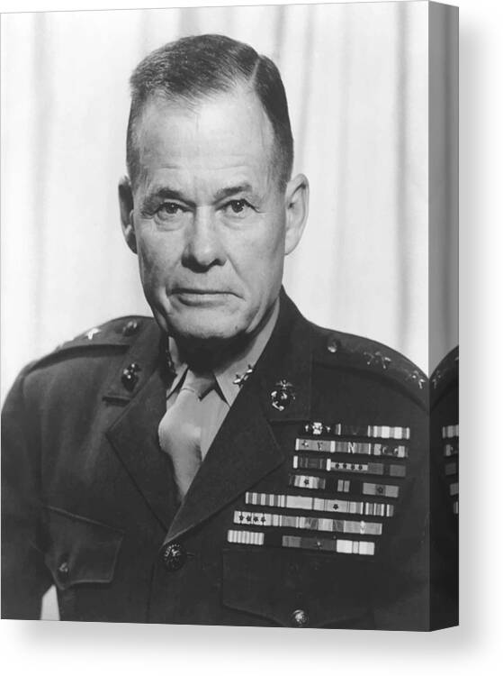 Chesty Puller Canvas Print featuring the painting General Lewis Chesty Puller by War Is Hell Store