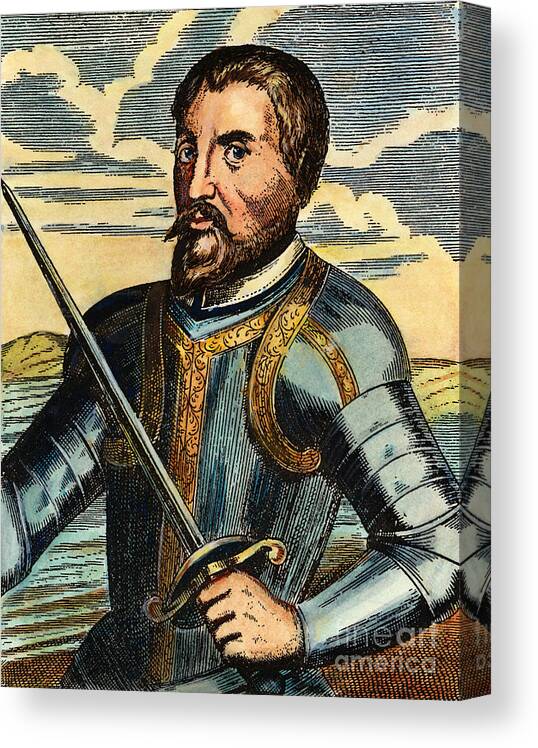 1530s Canvas Print featuring the drawing HERNANDO de SOTO, 1500-1542 #2 by Granger