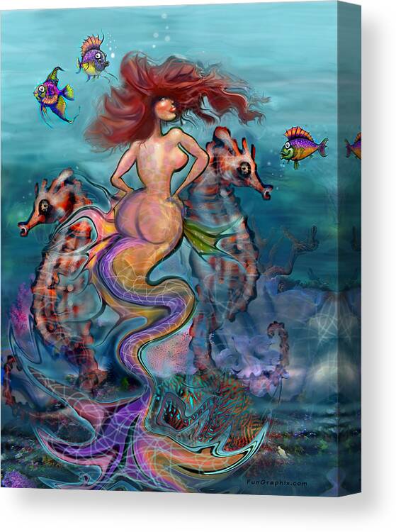 Mermaid Canvas Print featuring the digital art Mermaid #2 by Kevin Middleton