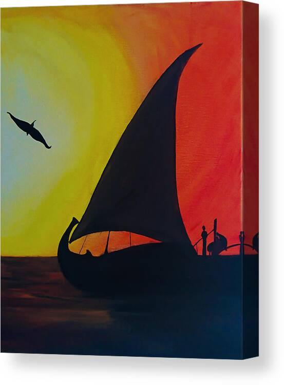 Sail Canvas Print featuring the painting Sunset #2 by Faashie Sha