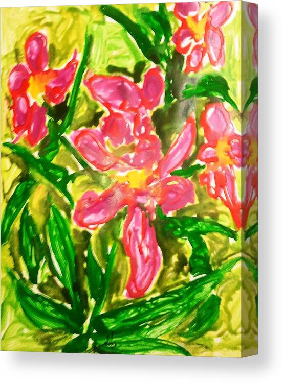 Abstract Canvas Print featuring the painting Divine Flowers #2407 by Baljit Chadha