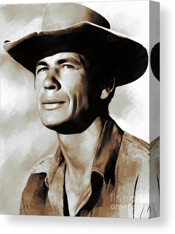 Charles Canvas Print featuring the painting Charles Bronson, Actor #4 by Esoterica Art Agency