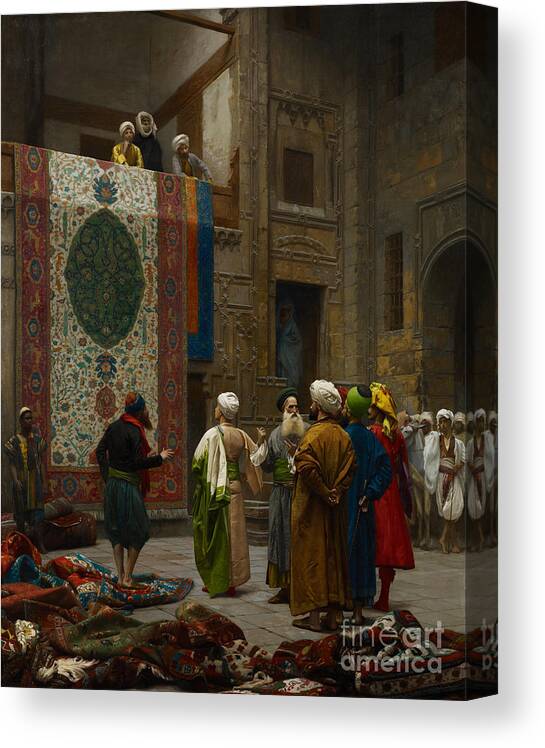 Jean-leon Gerome Canvas Print featuring the painting The Carpet Merchant by Celestial Images