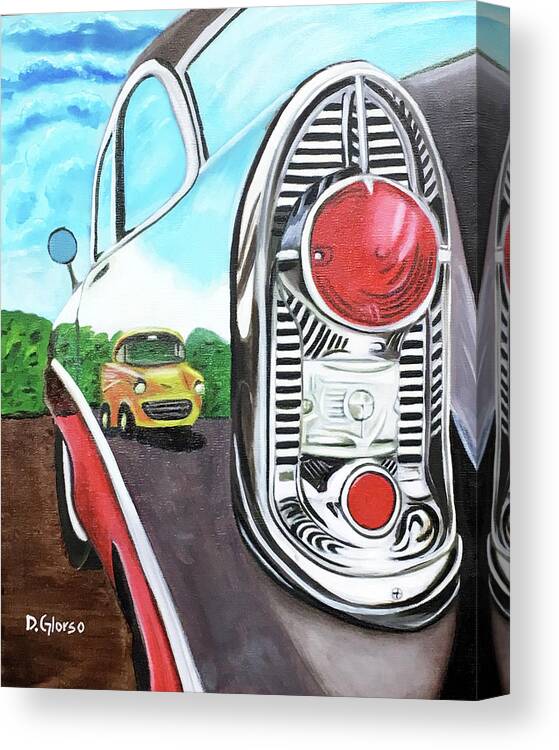 Glorso Canvas Print featuring the painting 56 Chevy Reflections by Dean Glorso