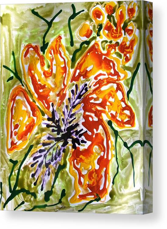 Abstract Canvas Print featuring the painting Divine Flowers #5632 by Baljit Chadha