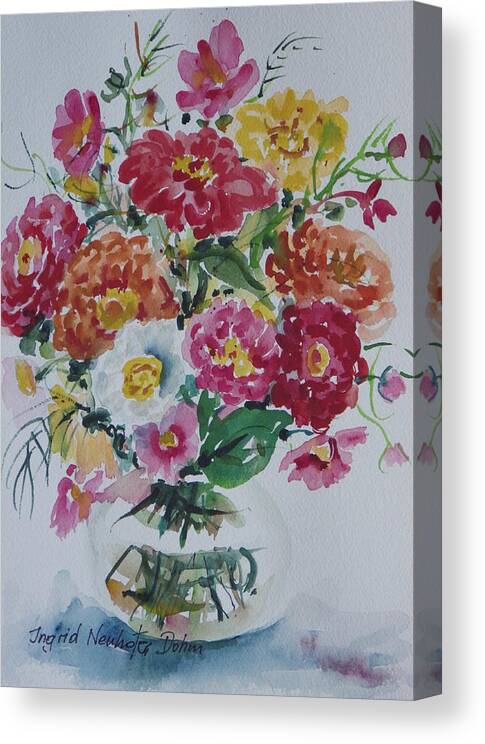 Flowers Canvas Print featuring the painting Floral Still Life #3 by Ingrid Dohm