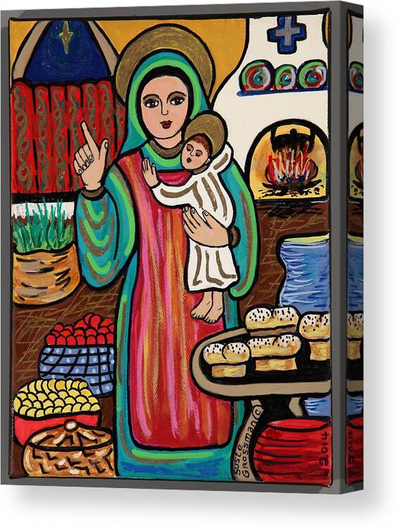Mary And Child Jesus Canvas Print featuring the painting Kitchen Madonna #9 by Susie Grossman