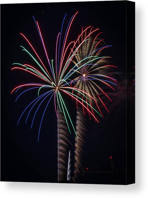 Fireworks Canvas Print featuring the photograph Fireworks 2015 Sarasota 28 by Richard Goldman