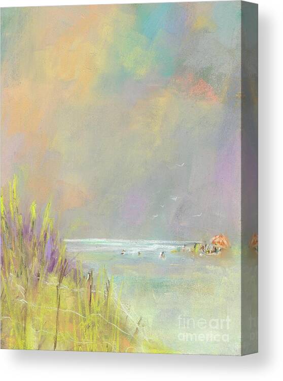 Landscapes Canvas Print featuring the painting A Day at the Beach by Frances Marino