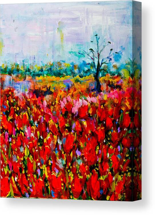 Landscape Canvas Print featuring the painting A Field of Flowers # 2 by Maxim Komissarchik