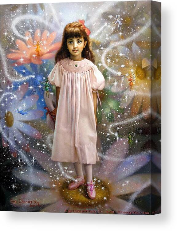 Original Canvas Print featuring the painting A girl and a seven fairies 2 by Yoo Choong Yeul