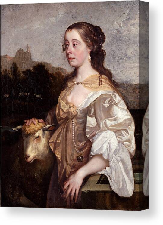 John Greenhill Canvas Print featuring the painting A Lady as a Shepherdess by John Greenhill