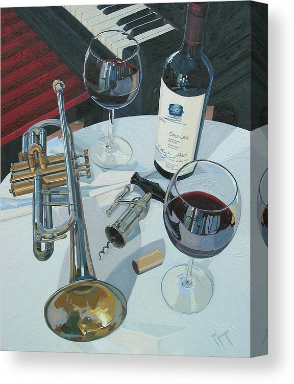 Wine Art Canvas Print featuring the painting A Measure of Opus by Christopher Mize