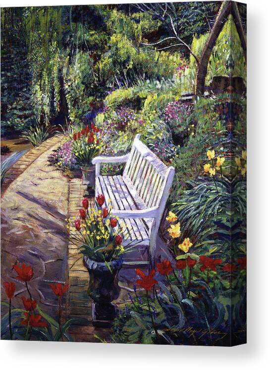 Gardens Canvas Print featuring the painting A Moment Of Peace by David Lloyd Glover