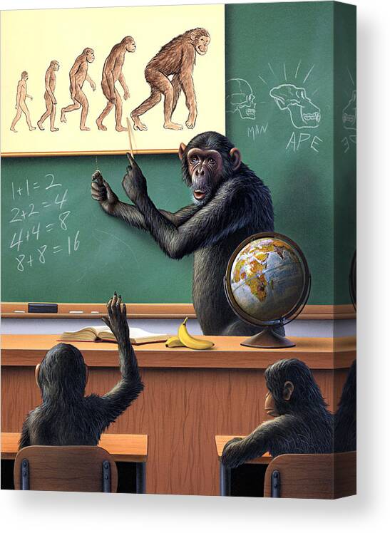 Darwin Canvas Print featuring the painting A Specious Origin by Jerry LoFaro