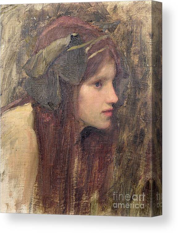 Naiad Canvas Print featuring the painting A Study for a Naiad by John William Waterhouse