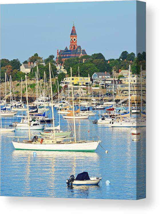 Marblehead Canvas Print featuring the photograph Abbot Hall over Marblehead Harbor From Chandler Hovey Park by Toby McGuire