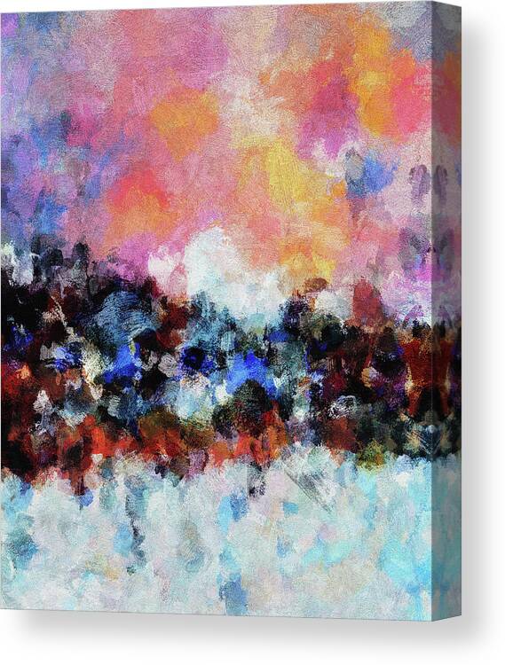 Abstract Canvas Print featuring the painting Abstract and Minimalist Landscape Painting by Inspirowl Design