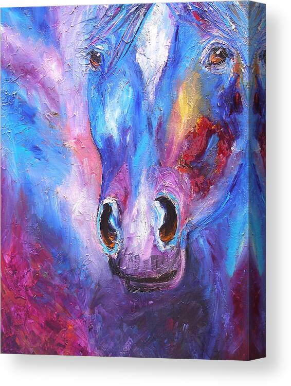 Horse Canvas Print featuring the painting Abstract Blue Horse by Mary Jo Zorad