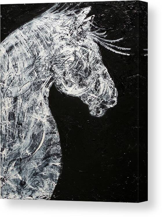 Abstract Draft Horse Black And White Painting Canvas Print
