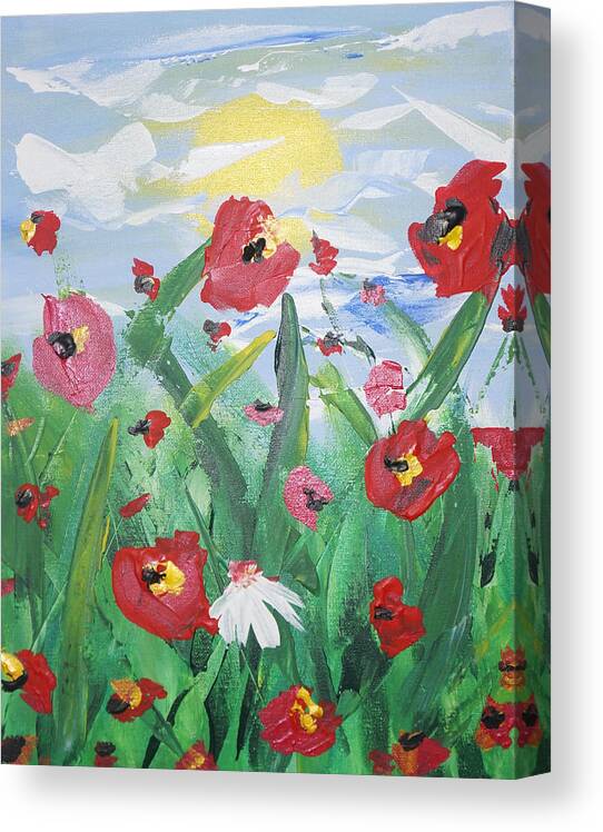 Abstract Canvas Print featuring the painting Abstract poppies No 1 by Celestial Images