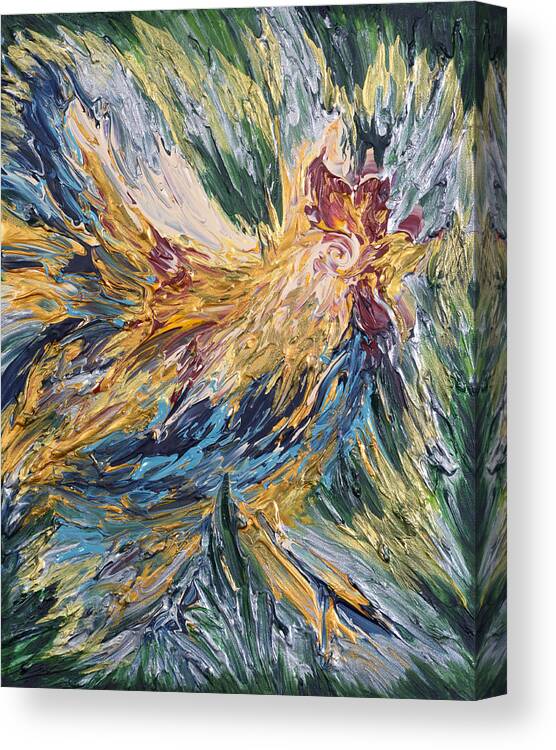 Abstract Canvas Print featuring the painting Abstract Guam Rooster by Michelle Pier