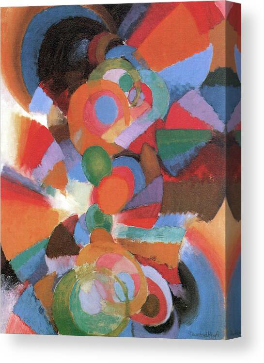 Abstraction On Spectrum Organization Canvas Print featuring the painting Abstraction on Spectrum Organization by Stanton MacDonald Wright