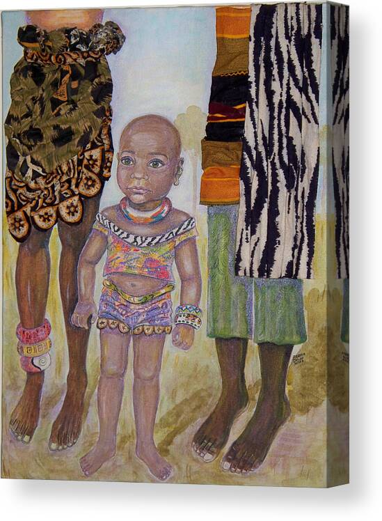 Child Canvas Print featuring the painting Afrik Girl by Brenda Dulan Moore