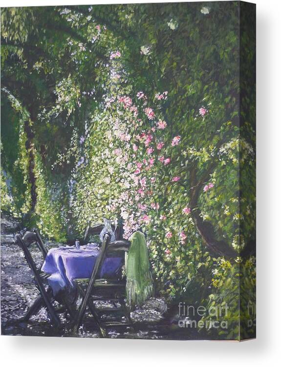 Flowers Canvas Print featuring the painting Afternoon Tea by Lizzy Forrester