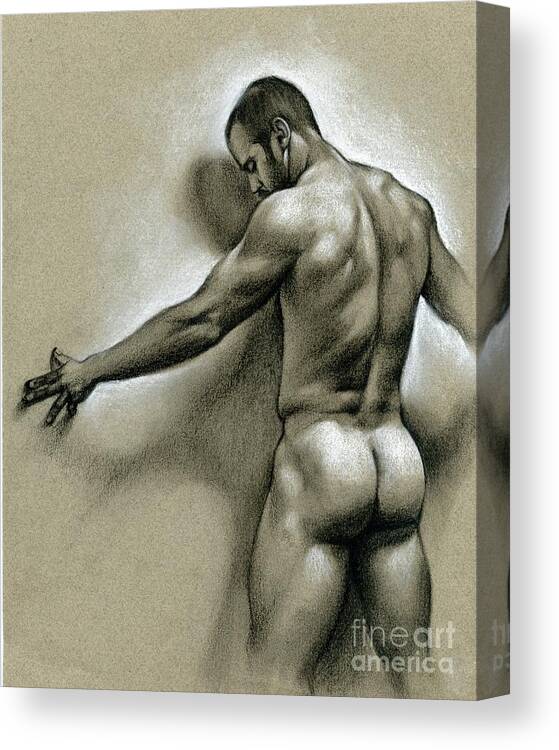 Male Canvas Print featuring the drawing Against the wall by Chris Lopez