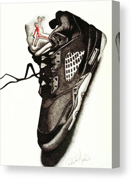 Shoes Canvas Print featuring the drawing Air Jordan by Robert Morin