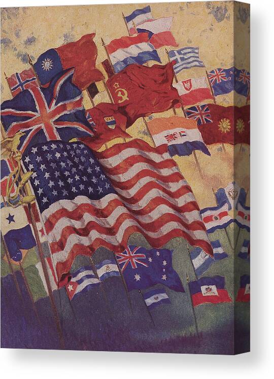 Flag Canvas Print featuring the painting Allied Flags - World War II by American School