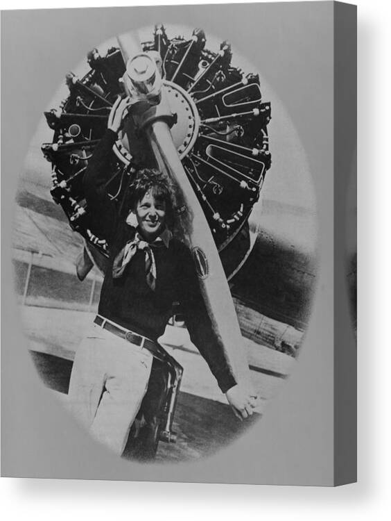 History Canvas Print featuring the photograph Amelia Earhart 1897-1937, Posting by Everett