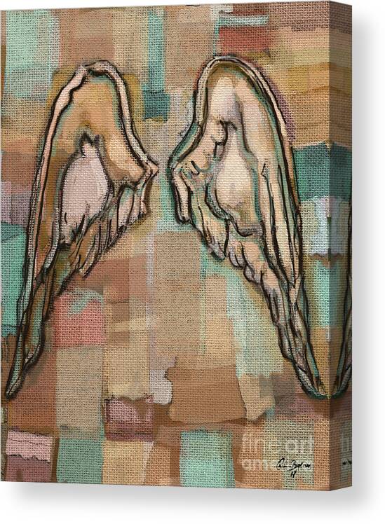 Angel Canvas Print featuring the painting Angel Wings by Carrie Joy Byrnes