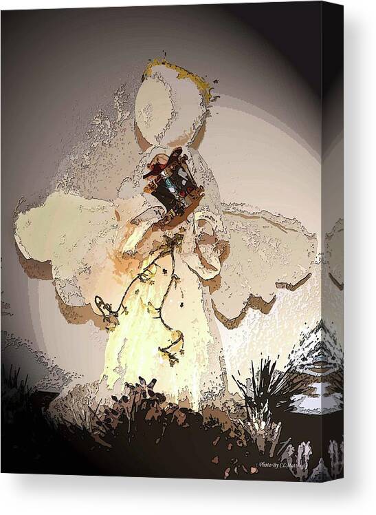 Xmas Photo Canvas Print featuring the photograph Angel with Drum by Coke Mattingly
