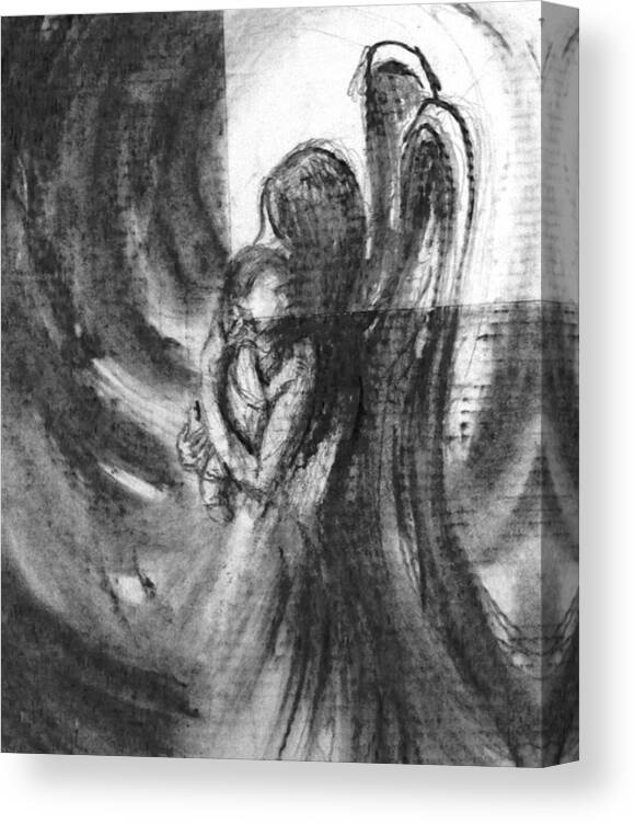 Angel Canvas Print featuring the drawing Angel's baby by Hae Kim
